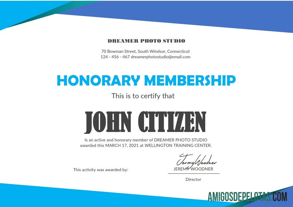 Para baixar modelo de certificado de membro honorário dos EUA em Word